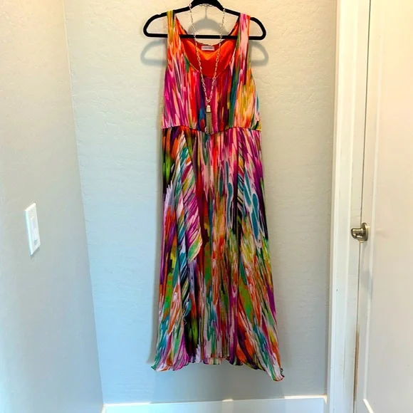 calvin klein flowy dresses Calvin Klein Women's Jacquard Chiffon Fit & Flare Dress Size 4 NEW